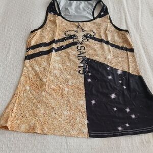 Women's Black and Gold Tank Top SAINTS football M